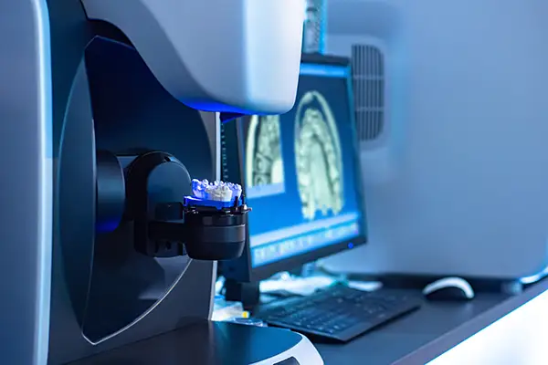 A high-tech dental scanner used for designing same-day crowns with a 3D model like those used at D.A. Dental in Auburn, MA