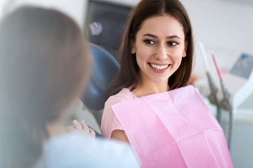 woman smiling at dentist